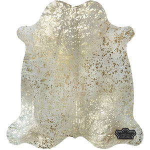 Genuine Cowhide Rug – Metallic Gold Devore on Champagne 6'x7'