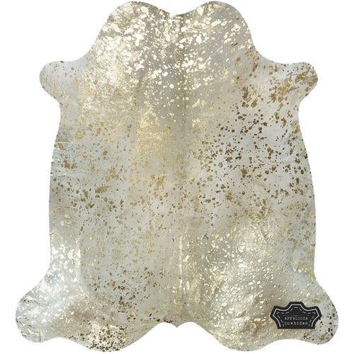 Genuine Cowhide Rug – Metallic Gold Devore on Champagne 6'x7'