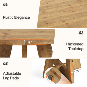 47-Inch Round Solid Wood Dining Table – Seats 4-6, Farmhouse Style