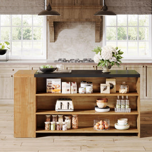 55" Kitchen Island with Storage and 5-Tier Shelves