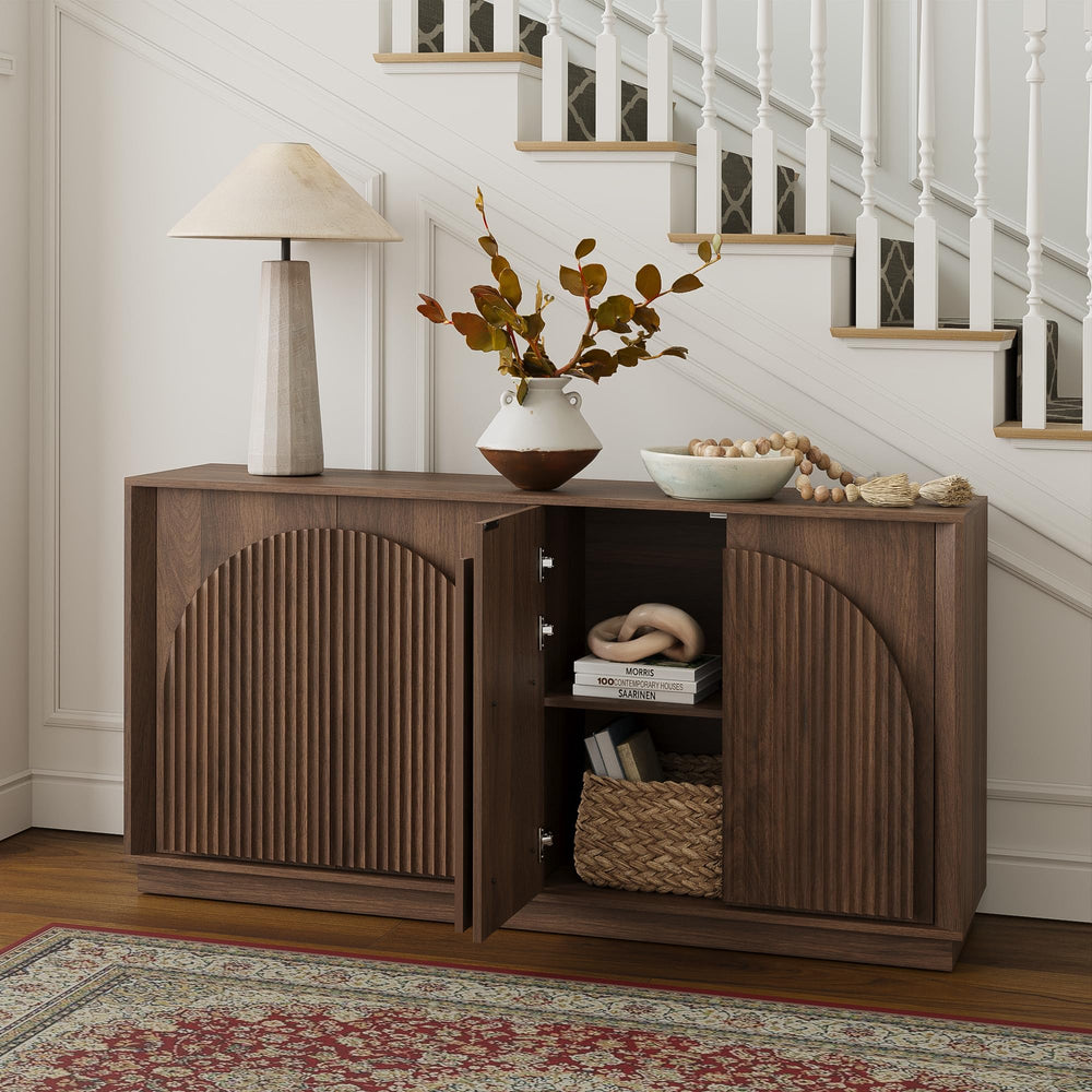 Fluted Sideboard Buffet Cabinet with Storage, 65"