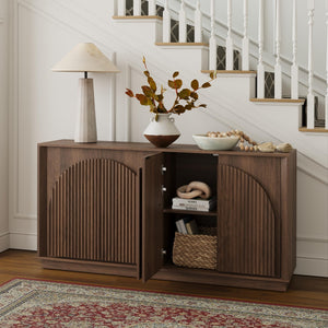 Fluted Sideboard Buffet Cabinet with Storage, 65"