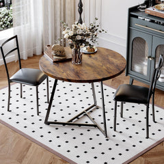 Round Dining Table Set for 2 with Upholstered Chairs