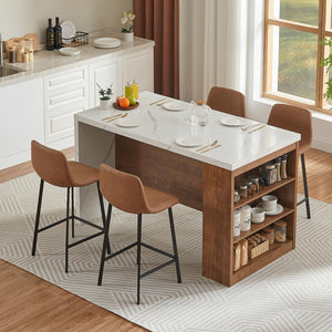 61" Kitchen Island Table with Storage, Power Outlet & LED Lights