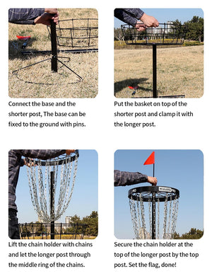 Portable Disc Golf Basket with 24 Heavy-Duty Chains – PDGA Approved