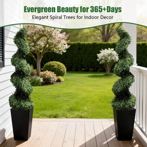Artificial Spiral Topiary Trees, Set of 2 – UV Resistant, Indoor/Outdoor