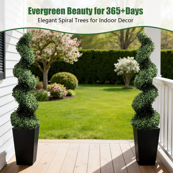Artificial Spiral Topiary Trees, Set of 2 – UV Resistant, Indoor/Outdoor