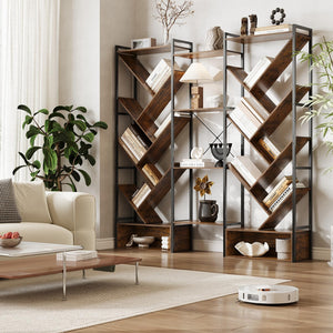5-Tier Tree Bookshelf with 24 Open Shelves