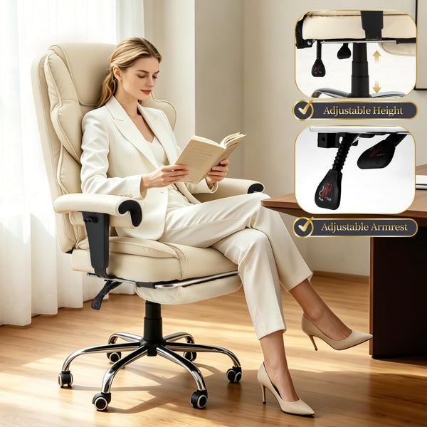 Heated Massage Executive Office Chair with Footrest