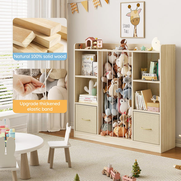 Kids Toy Storage Organizer — 6-Cube Shelf with Drawers & Stuffed Animal Zoo