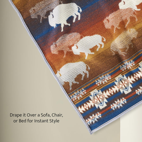 Jacquard Wool Throw Blanket 64x64 – Reversible, All-Season