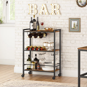 3-Tier Bar Cart with Wheels