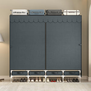 Portable Wardrobe with Hanging Rods & Drawers