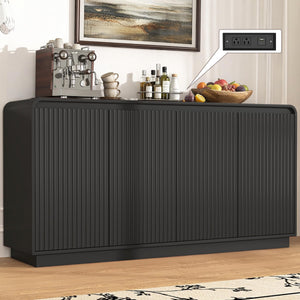 59" Fluted Sideboard Cabinet with Charging Station