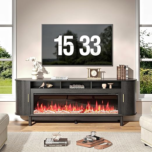 70-Inch Fireplace TV Stand with 50" Electric Fireplace for TVs up to 80"