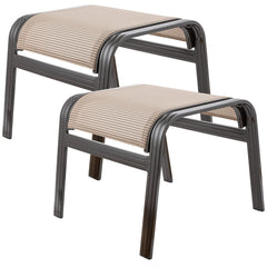 Outdoor Metal Patio Ottoman Footstool Set of 2