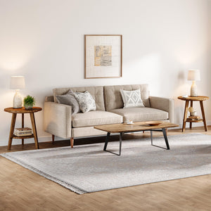 Round Wood End Table with Storage Shelf