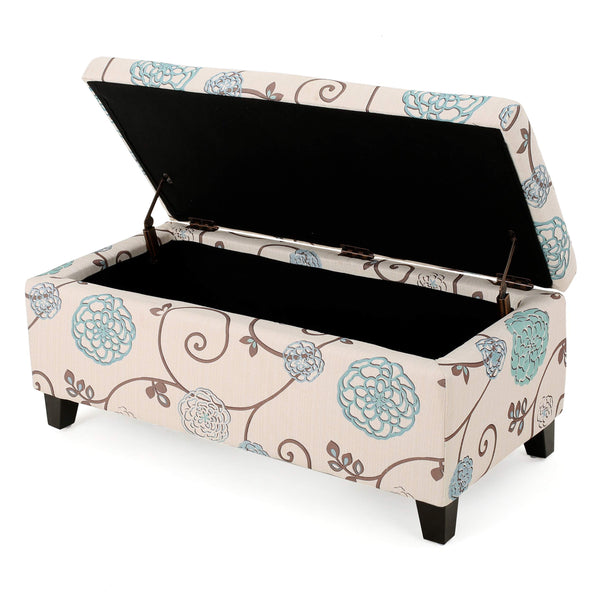 Fabric Storage Ottoman with Lid