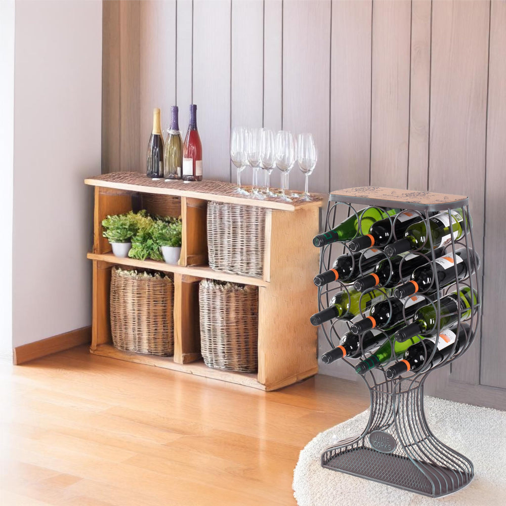 Floor Standing Wine Rack with Cork Holder