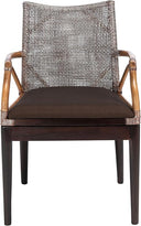 Solid Wood Rattan Arm Chair with Cotton Cushion