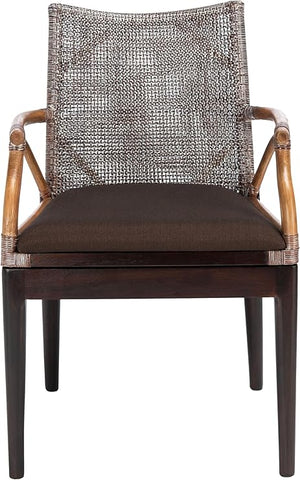 Solid Wood Rattan Arm Chair with Cotton Cushion
