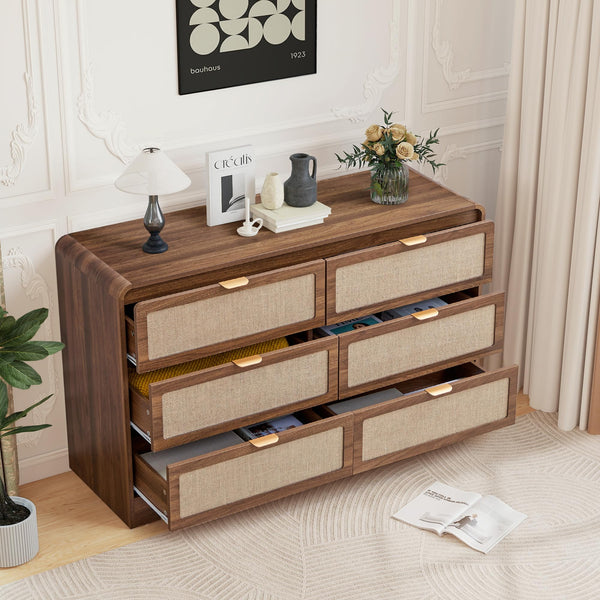 6-Drawer Dresser with Wide Storage Cabinet