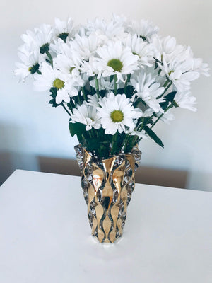 Gold Crystal Glass Flower Vase – 12 Inch Handmade European Design