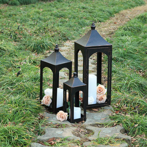 Metal Lanterns Set of 3 with LED Candles – Indoor & Outdoor Candle Holders
