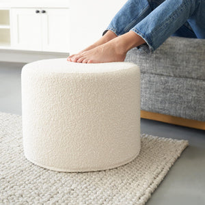 Round Boucle Pouf Ottoman Footrest
