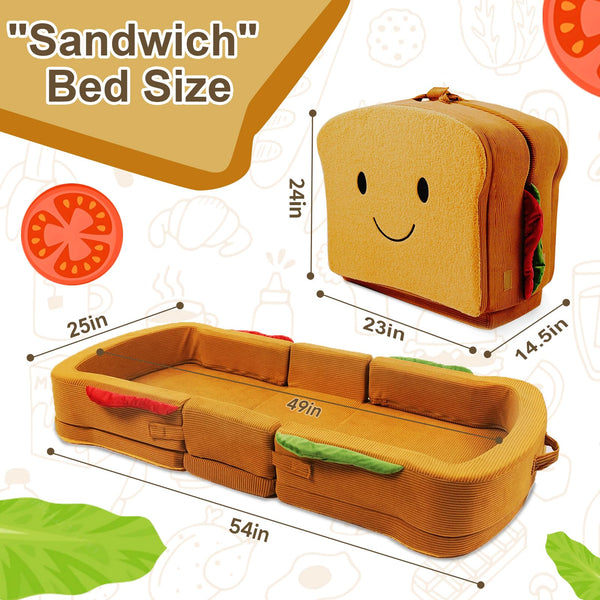 Toddler Travel Bed – Sandwich Style Foam Floor Crib with Safety Rails
