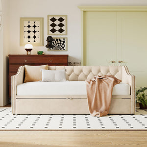 Twin Velvet Daybed with Pop-Up Trundle