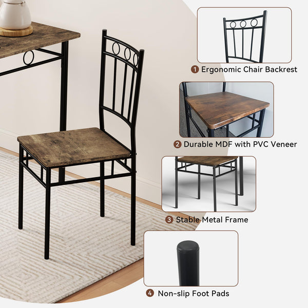 5-Piece Dining Table Set with 4 Chairs