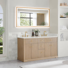 60-Inch Double Sink Bathroom Vanity with Ceramic Countertop