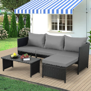 3-Piece Outdoor PE Rattan Patio Conversation Set