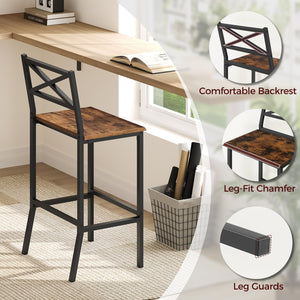 Counter Height Bar Stools Set of 2 with Backrest & Footrest – 26 Inch