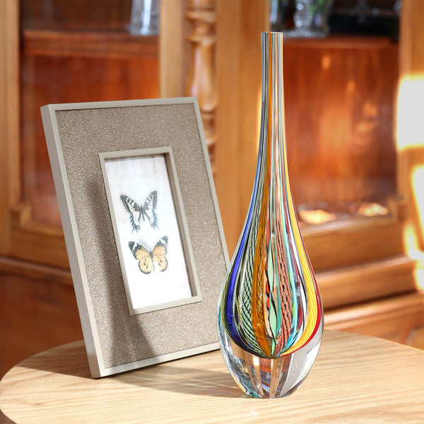 Hand Blown Glass Drop Vase — Murano Style Art Glass