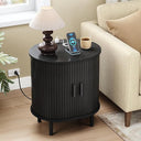 Fluted End Table with Storage & Charging Station