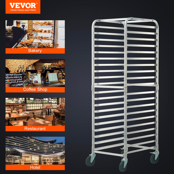 Commercial Bun Pan Rack with Brake Wheels — 10 or 20-Tier