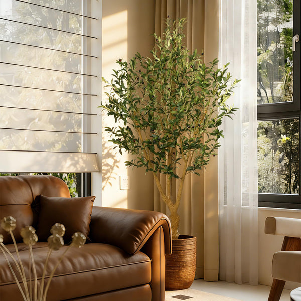 7 ft Artificial Olive Tree with Faux Olives