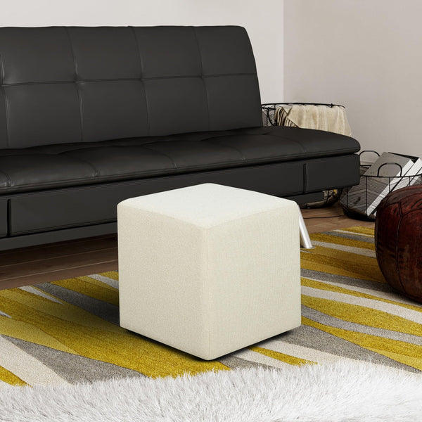 Square Cube Ottoman – Boucle Fabric, Snow
