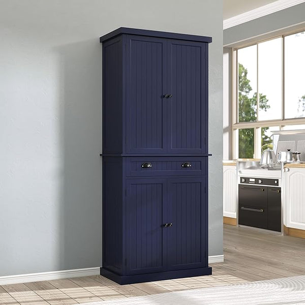 72" Tall Kitchen Pantry Cabinet with Drawer & Adjustable Shelves