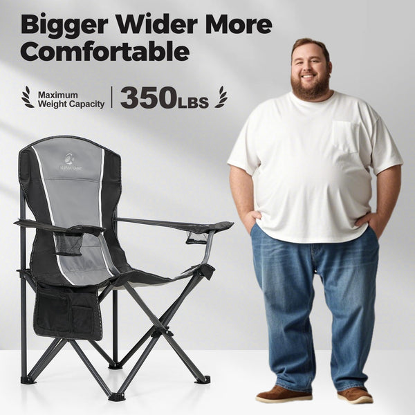 Oversized Folding Camping Chair with Cup Holder & Lumbar Support