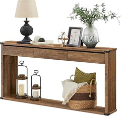 Console Table with 3 Drawers & Bottom Shelf – Farmhouse Style