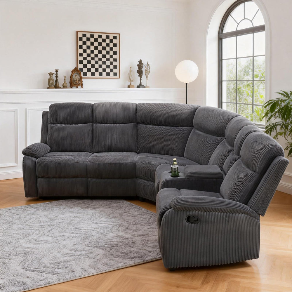 Reclining Sectional Sofa Set with Storage & Cup Holders