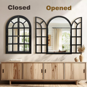 Arched Wood Frame Wall Mirror – Black | Farmhouse Decor