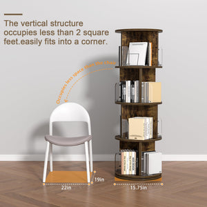 4-Tier Revolving Bookshelf Tower with Acrylic Window Partitions