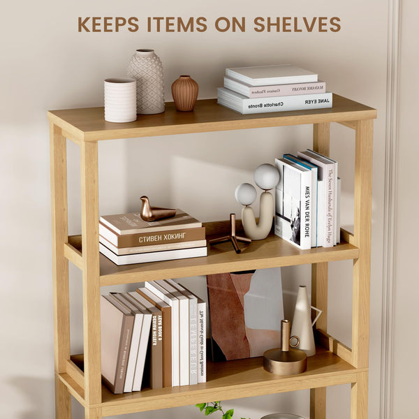 5-Tier Bookcase with LED Lighting & Open Storage Shelves