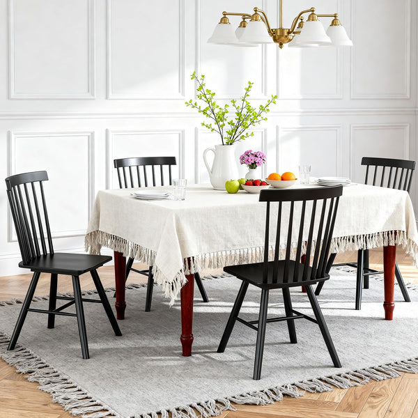 Spindle Back Dining Chairs Set of 4, Black