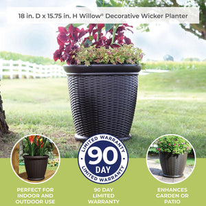 18-Inch Wicker Plastic Planter Pot – Set of 3