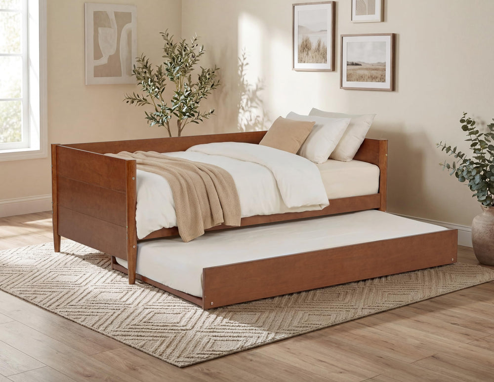 Mid-Century Modern Twin Daybed with Trundle